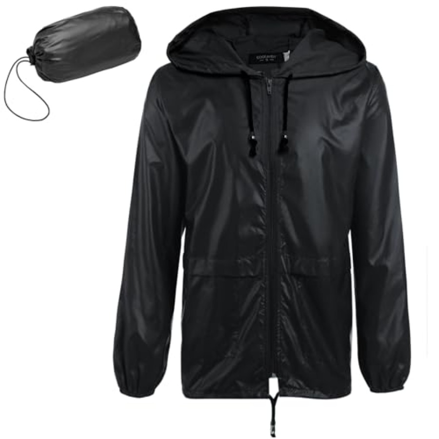 Cycling Gear In Rain - Mens Packable Rain Jacket Lightweight Waterproof