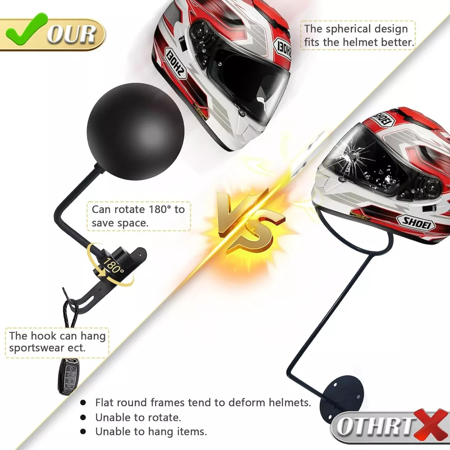 Motorcycle Helmet Rack Wall Mo - Cycling Gear Wall Mount avaliação e preço