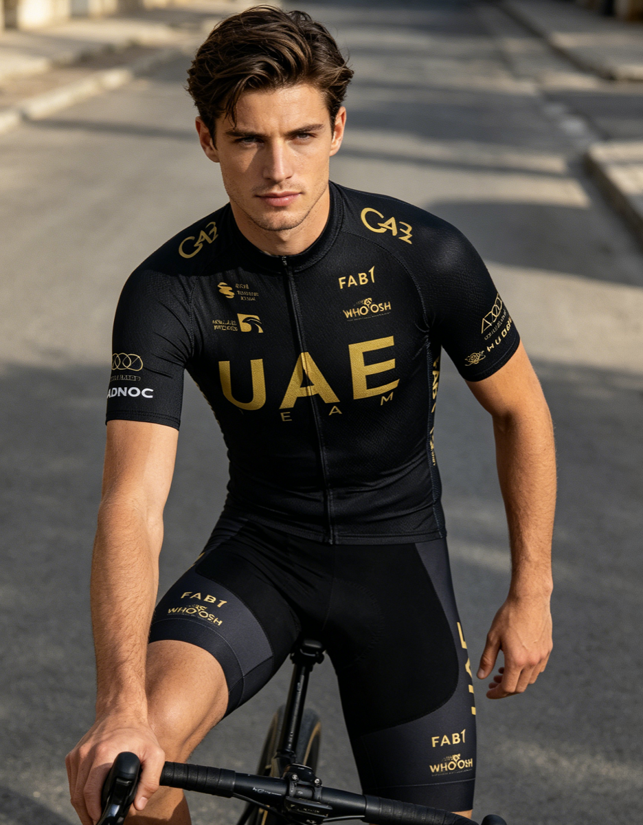 Black Gold Cycling Jersey UAE  - Cycling Gear Uae avaliação e preço
