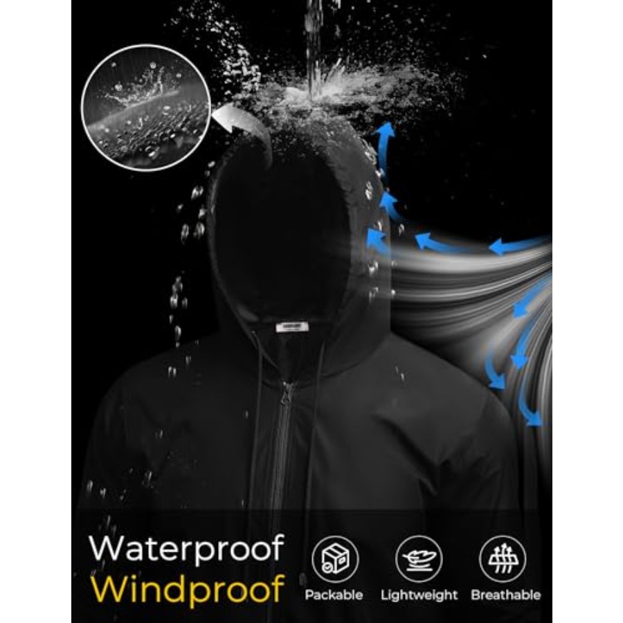 Mens Packable Rain Jacket Ligh - Cycling Gear In Rain avaliação e preço