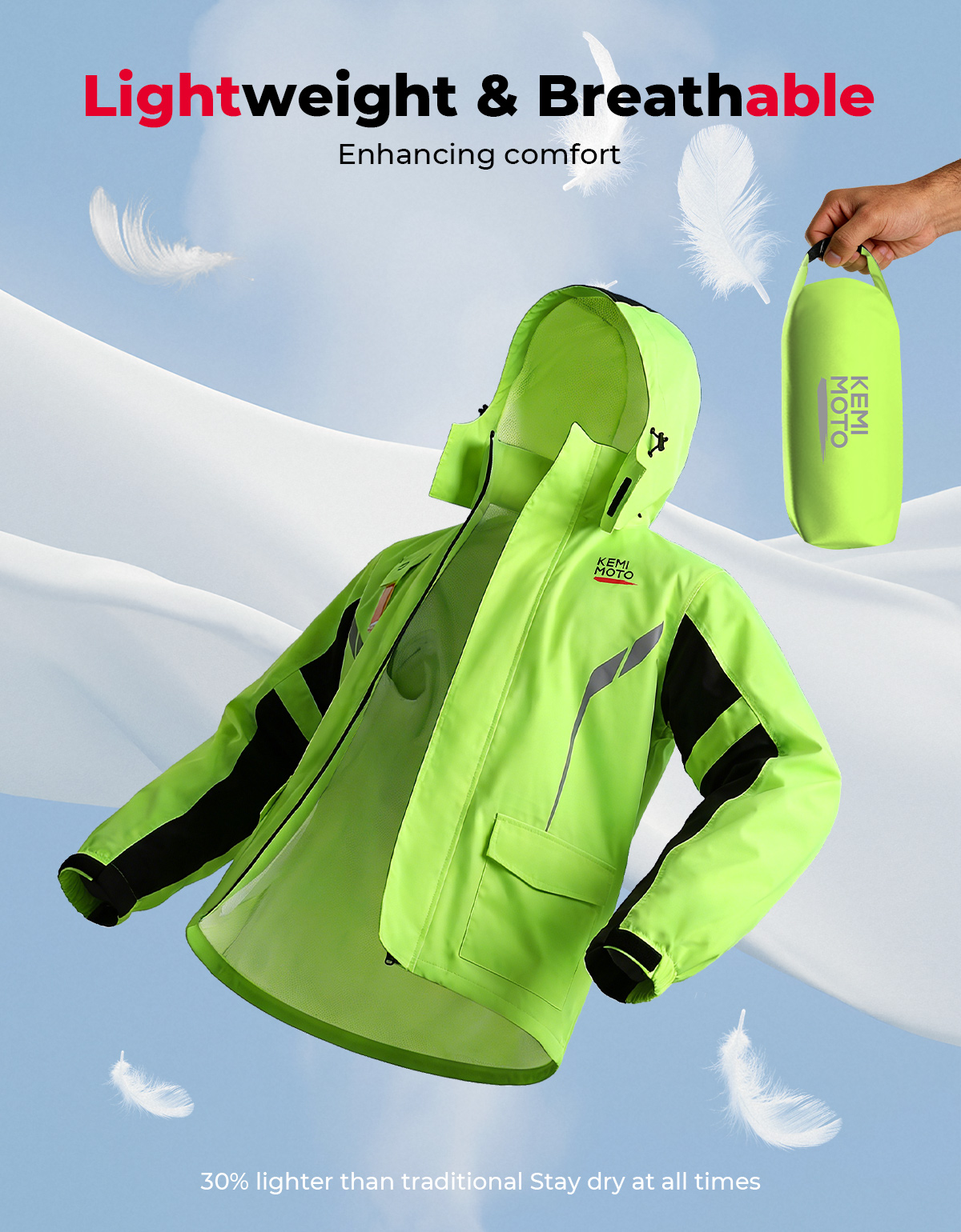 Waterproof Raincoat Set for Mo - Cycling Gear In Rain avaliação e preço