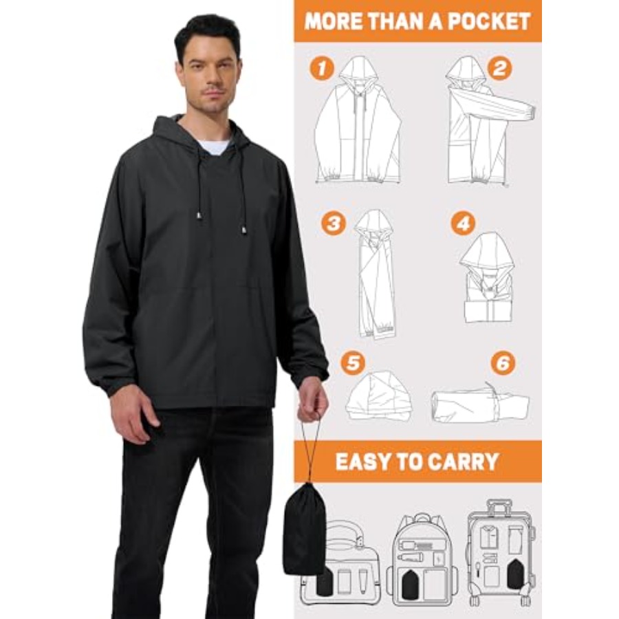 UIQUR Men's Rain Jacket Waterp - Cycling Gear In Rain avaliação e preço
