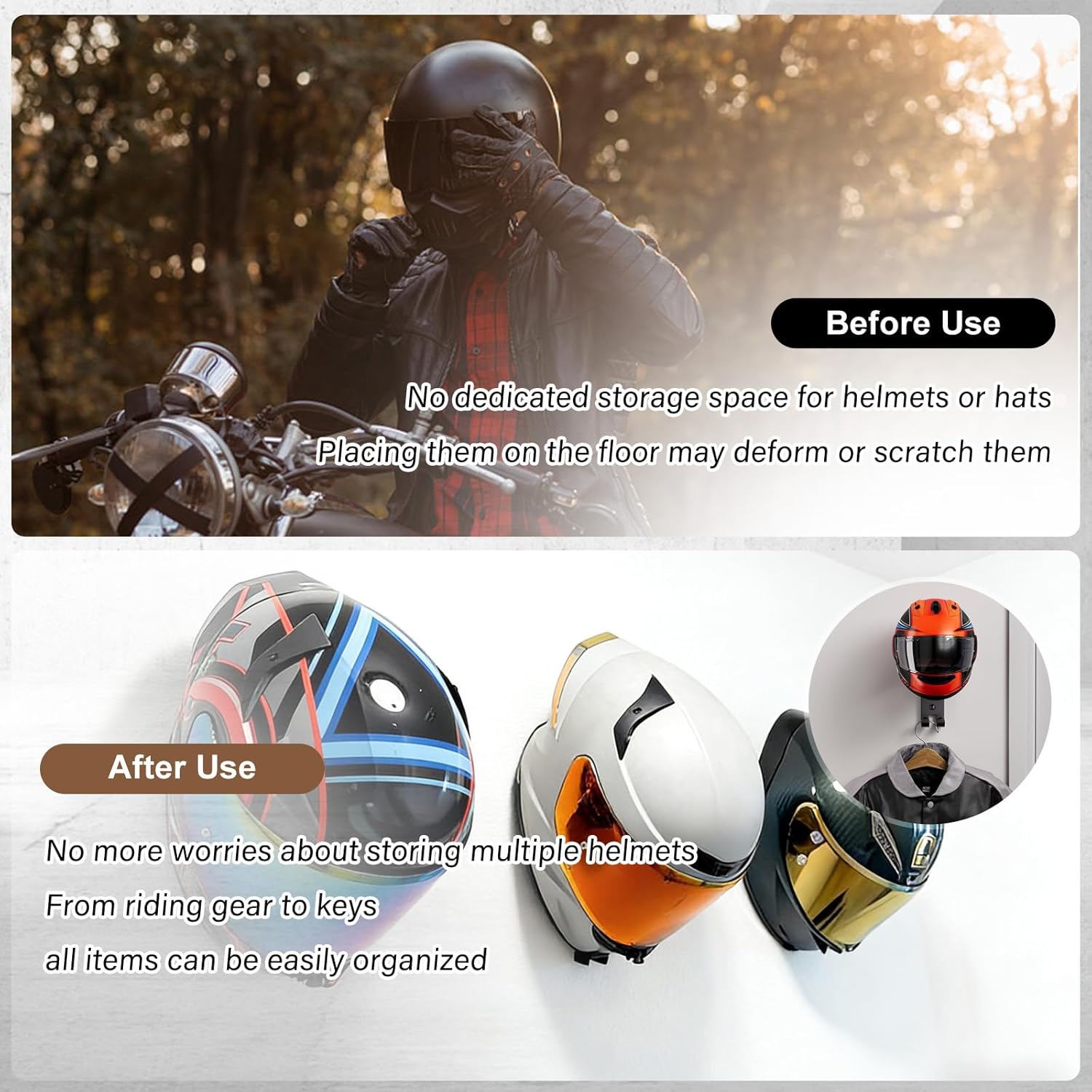 Motorcycle Helmet Holder Wall  - Cycling Gear Wall Mount avaliação e preço